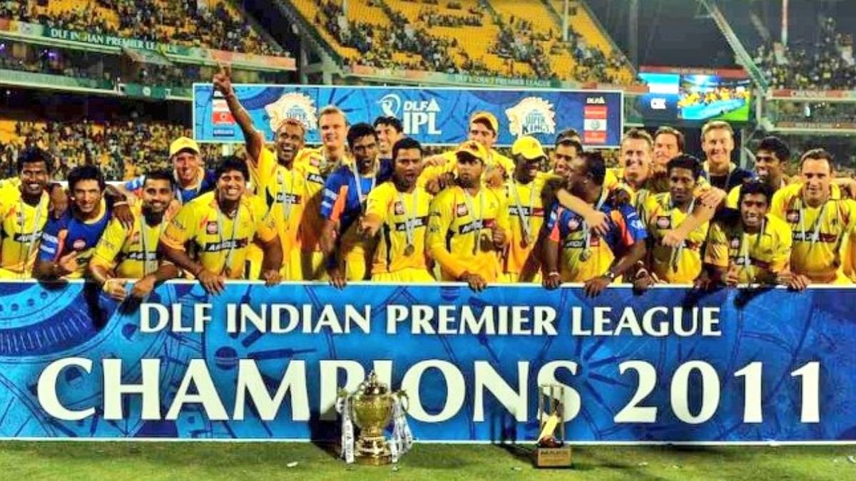 With a dominant 58-run win against the southern rivals Royal Challengers Bangalore, Chennai Super Kings became the first team to defend an IPL title in the year 2011. Credit: CSK