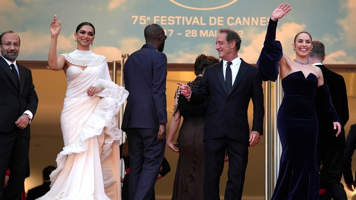 Jury members pose for the photographers upon arrival at the closing ceremony of the 75th international film festival, Cannes, France. Credit: AP Photo