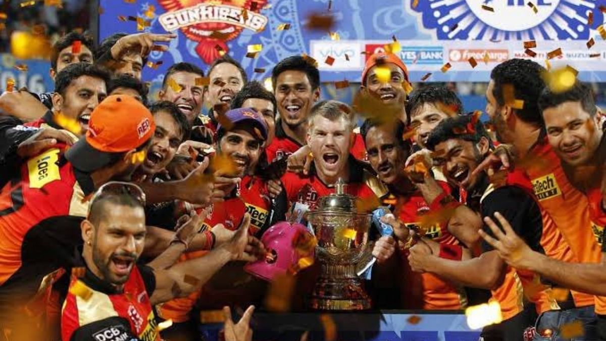 In 2016, Sunrisers Hyderabad became the sixth team to win the IPL. They defeated Royal Challengers Bangalore by eight runs to lift their maiden IPL title. Credit: SRH