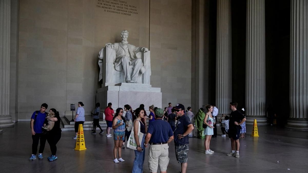 People gather at the Lincoln Memorial which is marking the 100th anniversary of its dedication on Memorial Day, in Washington. Credit: Reuters photo