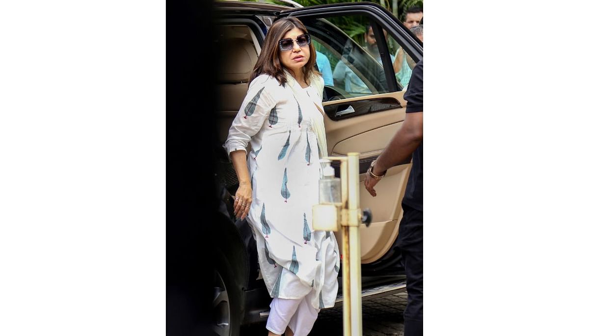 Singer Alka Yagnik arrives for the funeral of singer Krishnakumar Kunnath in Mumbai. Credit: PTI Photo