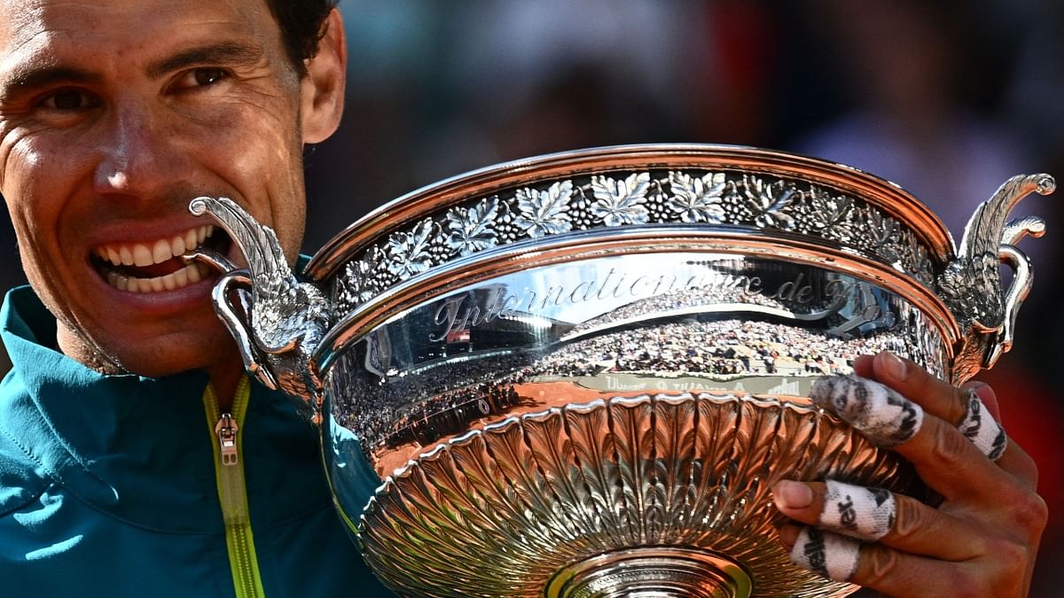Rafael Nadal won a 14th French Open and record-extending 22nd Grand Slam title to become the oldest male champion at Roland Garros. Credit: AFP Photo