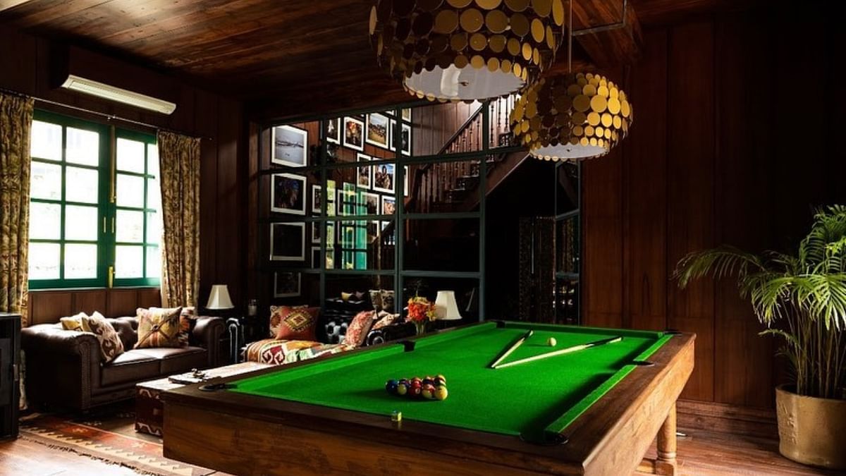 The home also has a place to unwind and relax. Here's a pool table seen at her new Manali home. Credit: Instagram/kanganaranaut