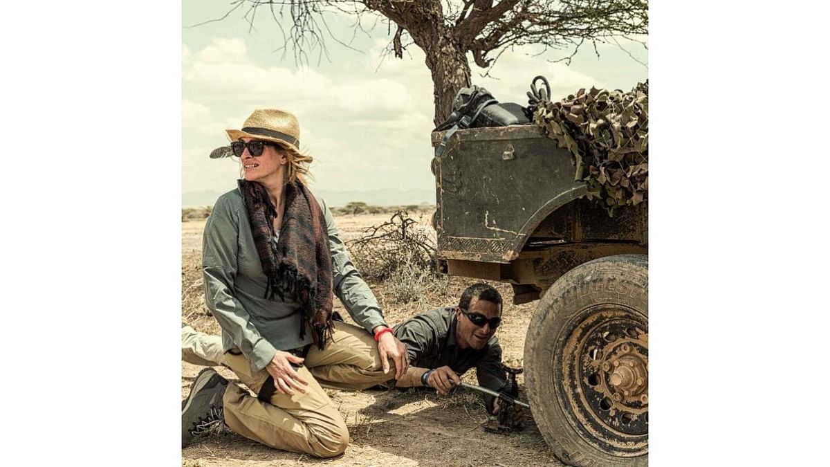 Hollywood actor Julia Roberts joined Bear Grylls for an episode in Kenya in 2017. Credit: Instagram/beargrylls