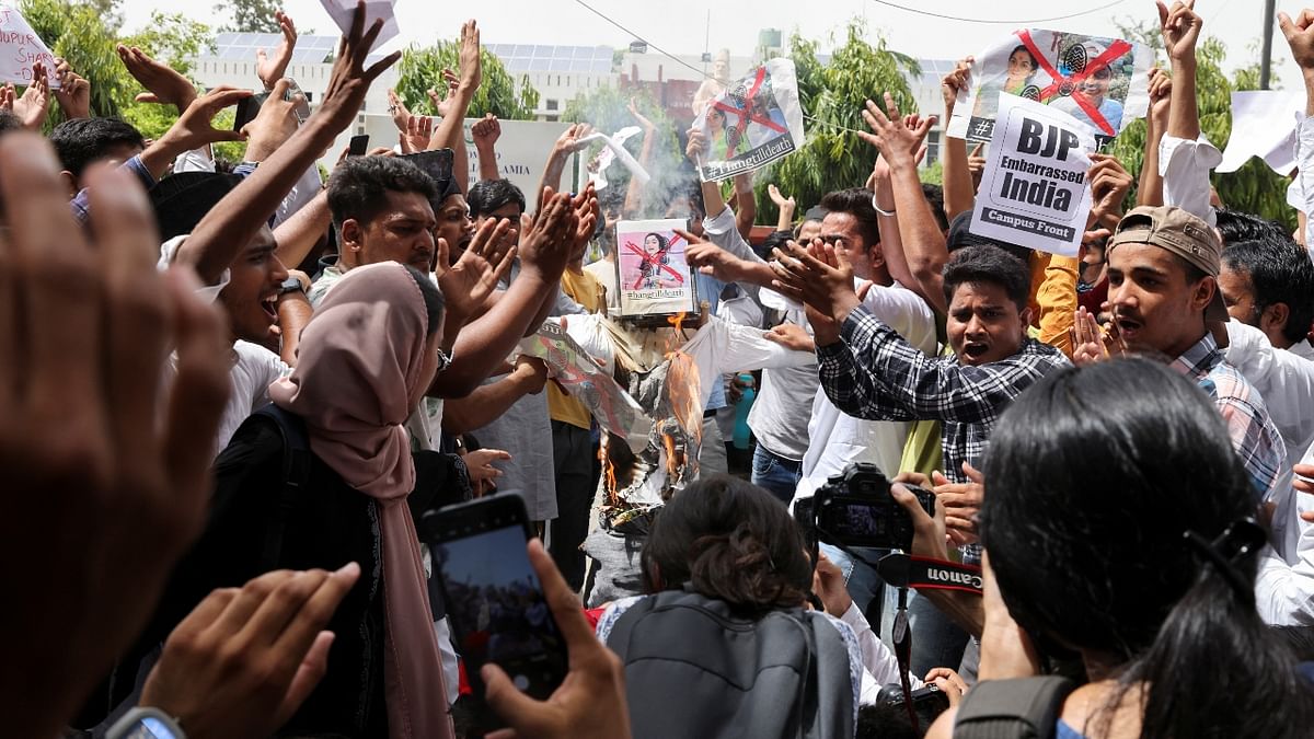 Protests were reported at several places across India on Friday against the inflammatory statements of suspended BJP leaders Nupur Sharma and Naveen Jindal. Credit: Reuters Photo