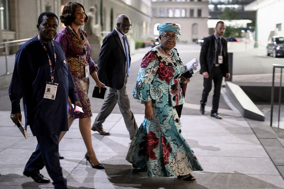 Director-General of the World Trade Organisation (WTO) Ngozi Okonjo-Iweala arrives at a final meeting during the World Trade Organization Ministerial Conference in Geneva. Credit: Reuters Photo