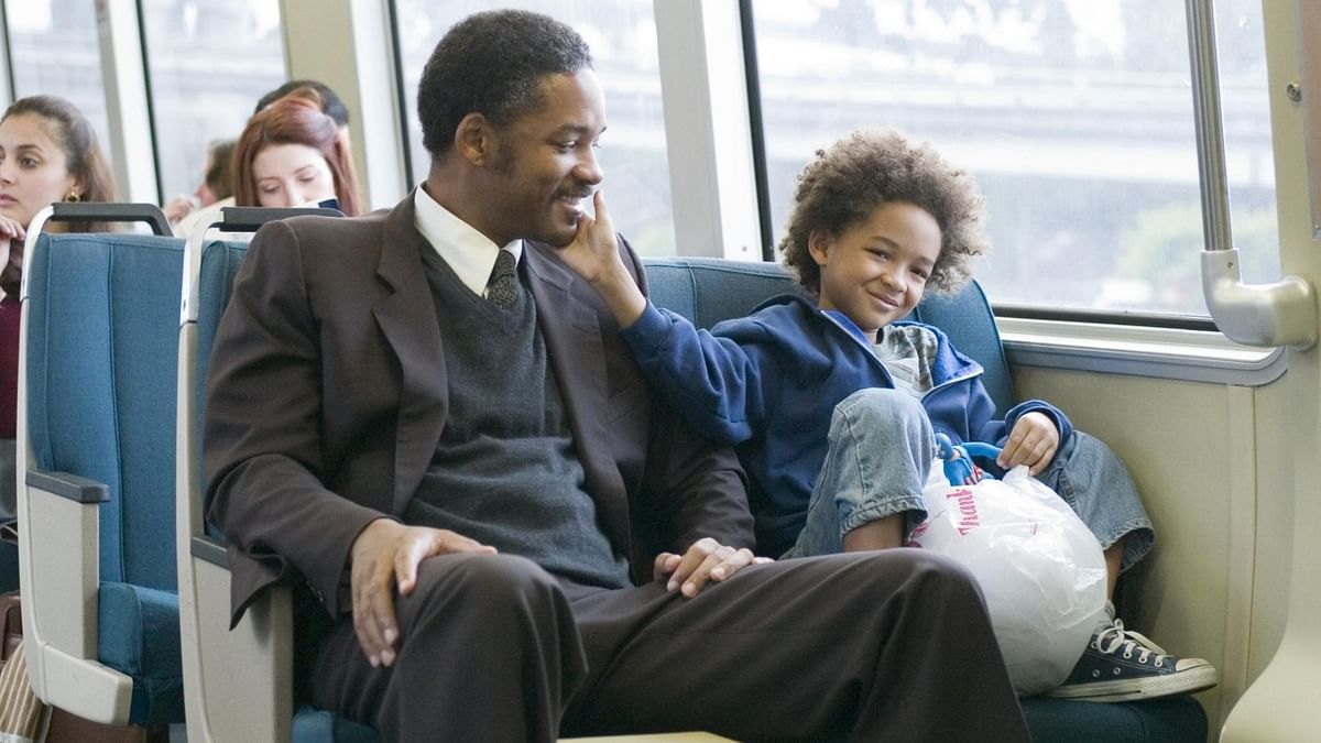The Pursuit of Happyness: Will Smith and his son Jaden Smith star in the 2006 story, which revolves around a struggling single father, who dreams of a better life for his boy. After finding themselves homeless, Will's character Chris risks everything when he lands an unpaid internship with a stockbroker. Credit: Special Arrangement