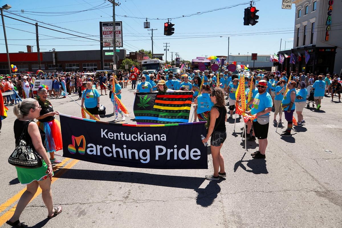 Revelers take part in Pride celebrations in Louisville, Kentucky, US. Credit: Reuters Photo