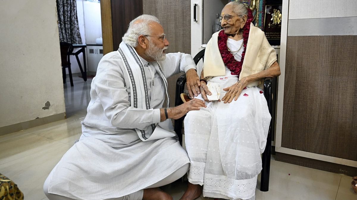 Prime Minister Narendra Modi visited Gandhinagar and met his mother Heeraben Modi at her residence on her 100th birthday