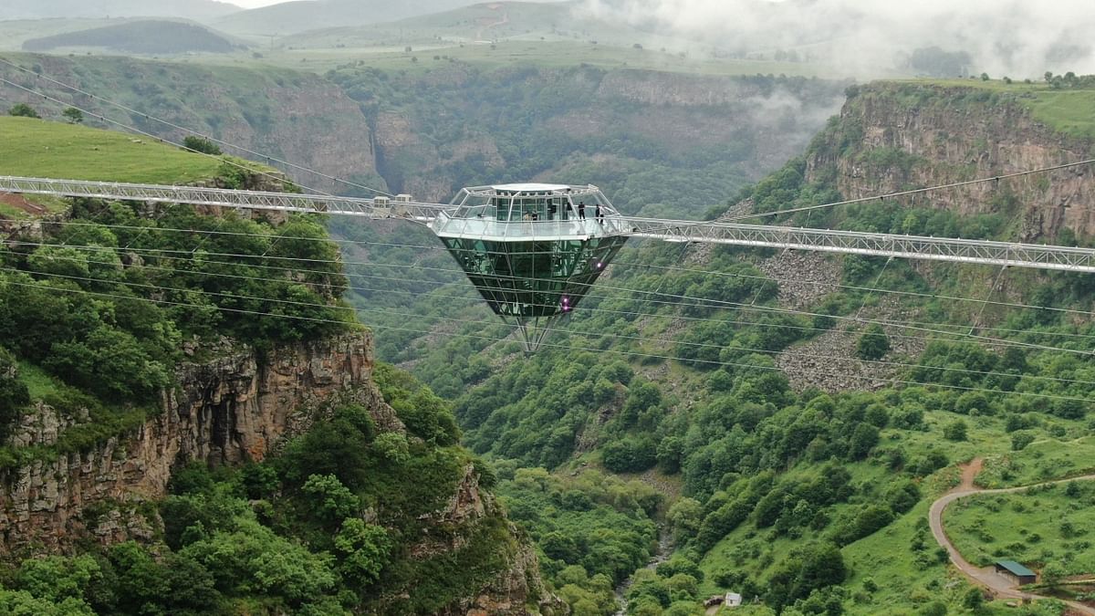 A look at the newly built glass bridge over Dashbashi Canyon outside the town of Tsalka, Georgia. Credit: Reuters Photo