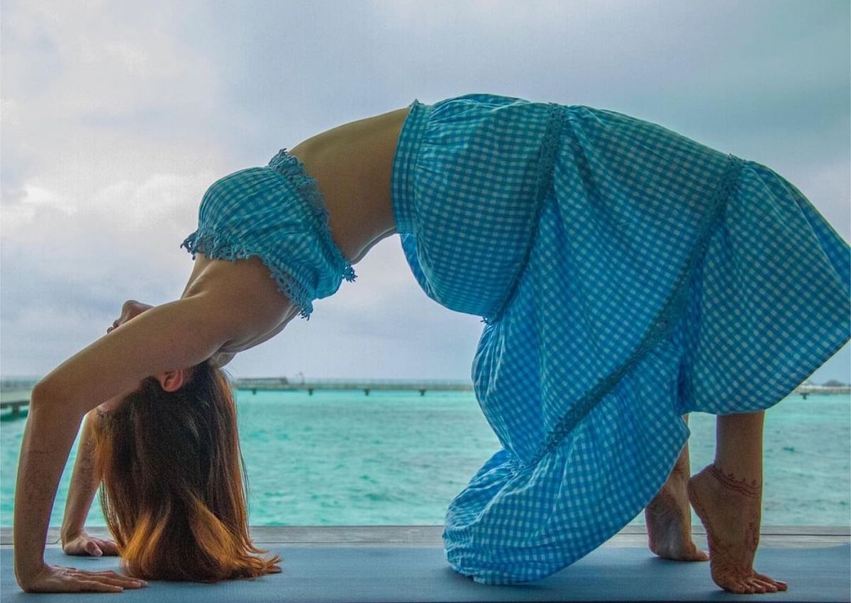 Actress Kajal Aggarwal practices yoga regularly to make sure she stays in shape. Credit: Instagram/kajalaggarwalofficial