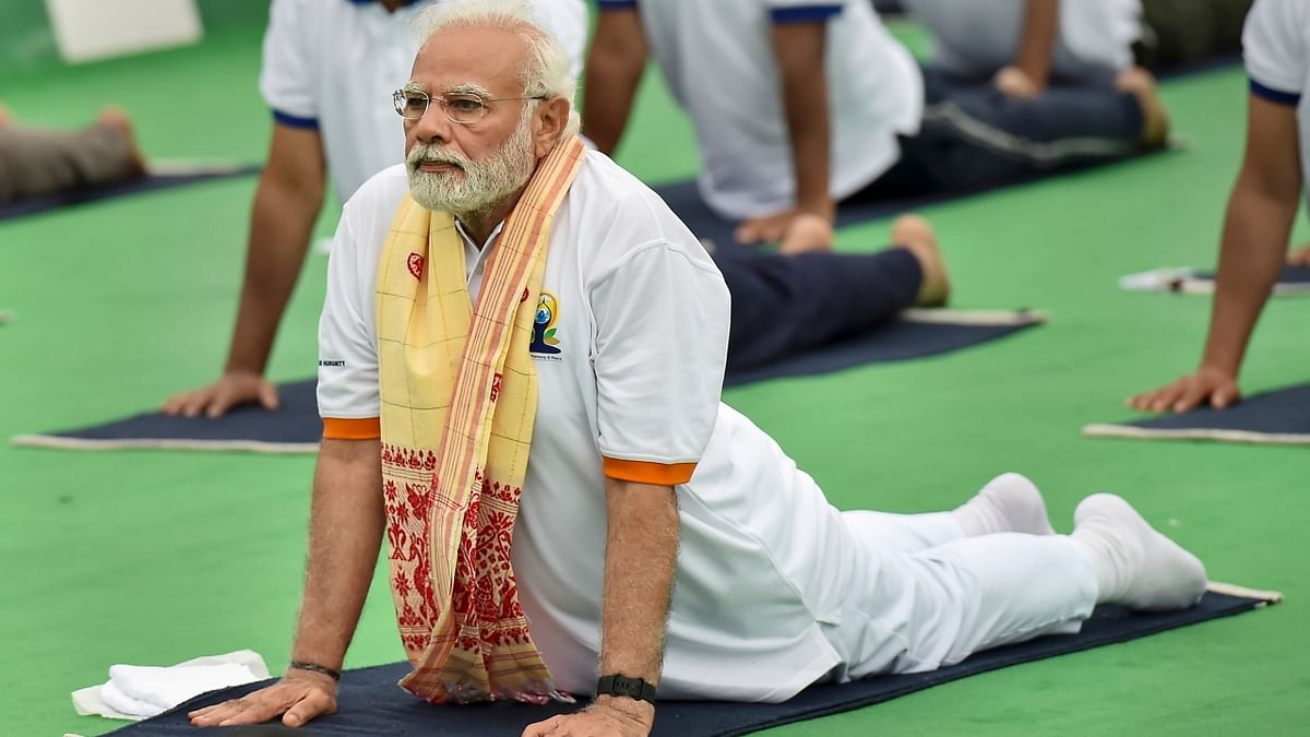 The Prime Minister's event was also part of the novel programme 'Guardian Yoga Ring' which is a collaborative exercise between 79 countries and United Nations' organisations along with Indian Missions abroad to illustrate Yoga's unifying power that surpasses national boundaries. Credit: PTI Photo