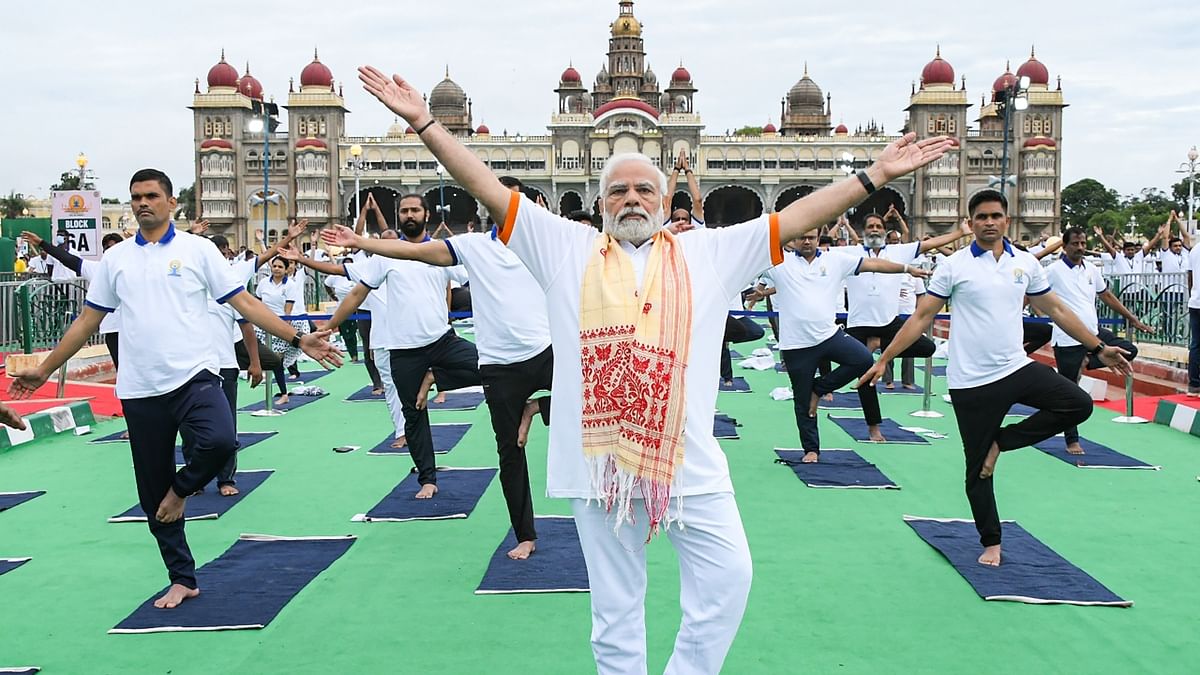 PM Modi inaugurates 8th International Day of Yoga at Mysuru: See Pics