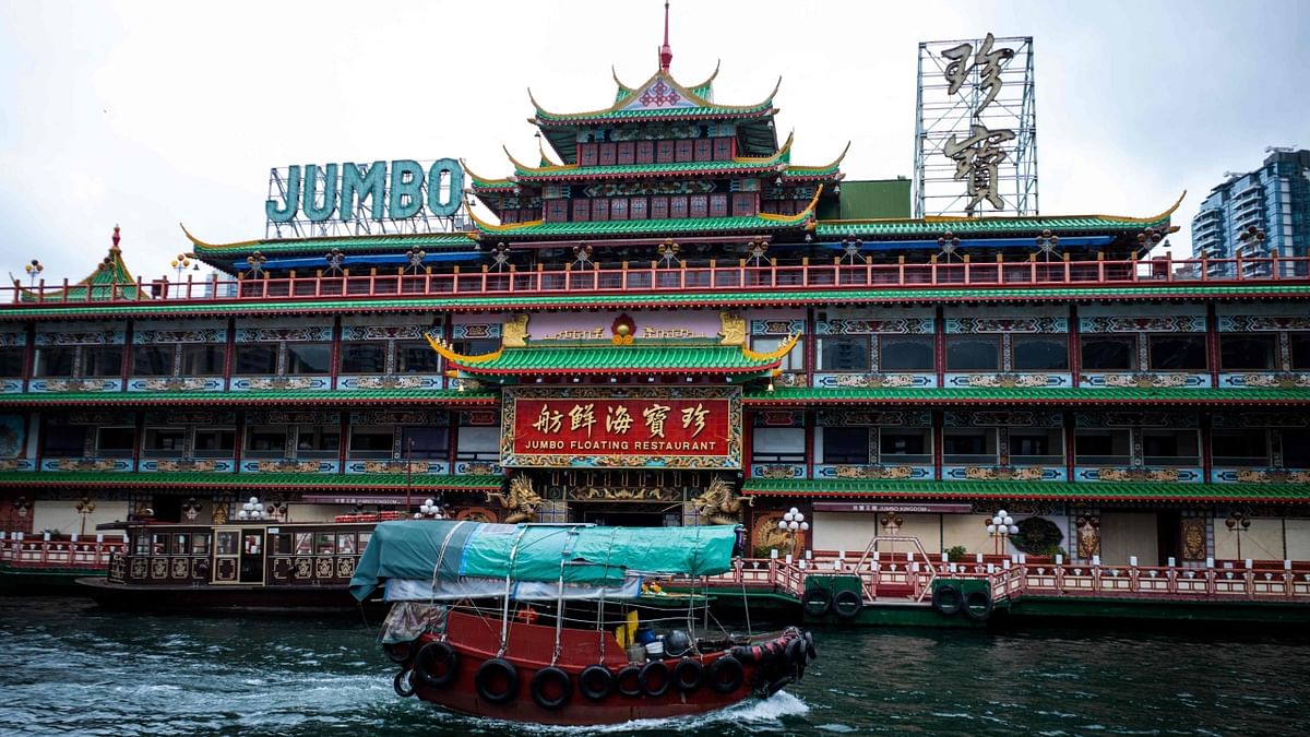 The massive floating restaurant designed like a Chinese imperial palace on Aberdeen Harbour was known for its Cantonese cuisine and seafood dishes. It received over 30 million guests since its establishment in 1976. Credit: AFP Photo