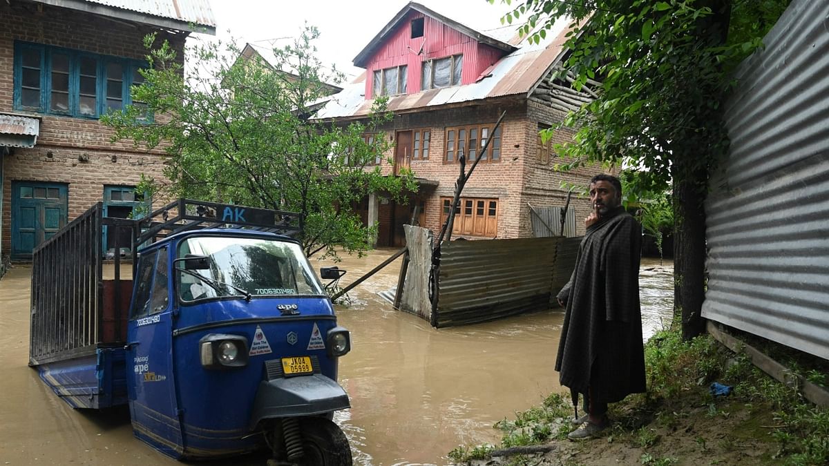 Schools in many parts of the valley were closed due to the heavy rains which resulted in waterlogging in low-lying areas. Credit: AFP Photo