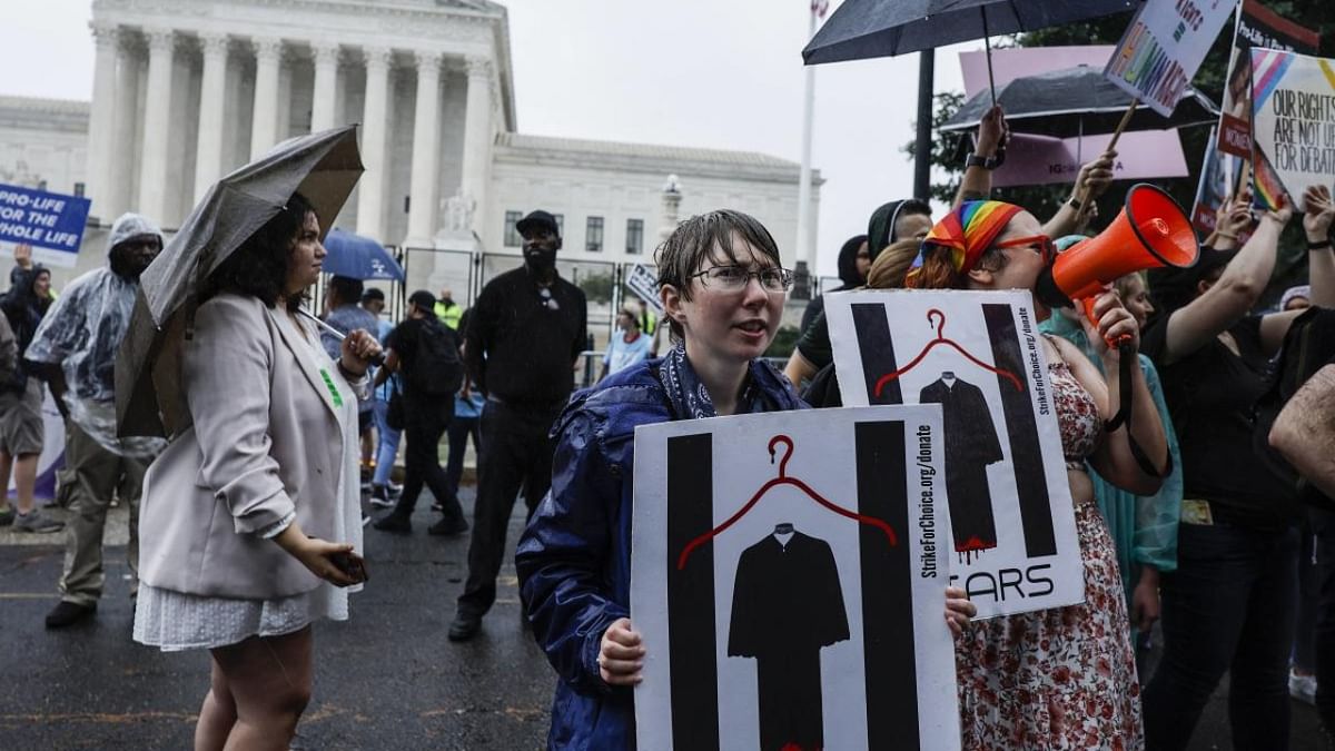 Abortion rights activists demonstrate in front of anti-abortion activists outside of the U.S. Supreme Court Building on June 23, 2022 in Washington, DC. Credit: AFP Photo
