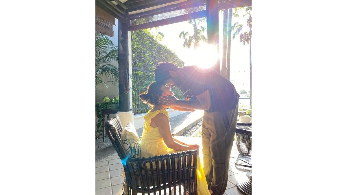 Vignesh and Nayan are caught in a romantic moment during their honeymoon in Thailand. Credit: Instagram/wikkiofficial