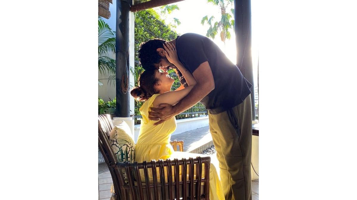In the pictures, the newly-wed actors are seen embracing each other. Credit: Instagram/wikkiofficial