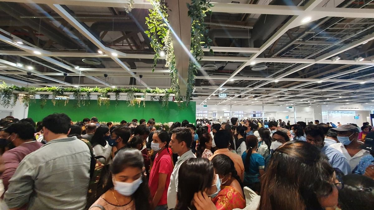 The newly-launched IKEA store in Bengaluru saw a massive crowd on its first weekend. Credit: Twitter/ShreejonBiyani