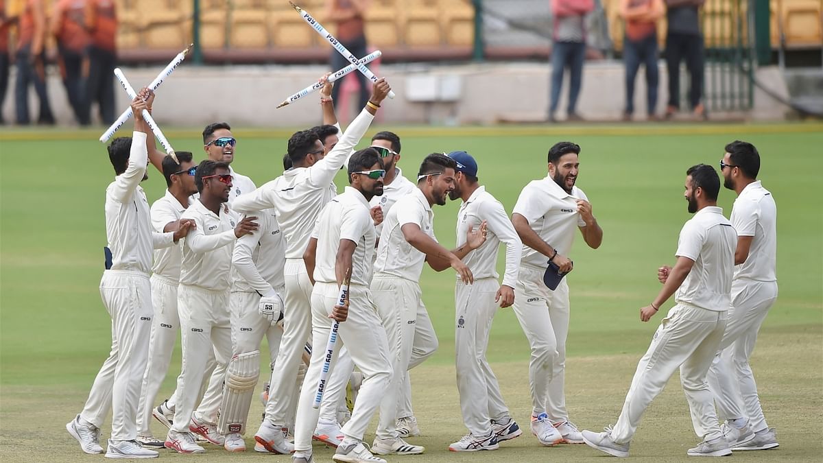 On the final day, Mumbai could only manage 269 in their second innings, leaving MP with a paltry target of 108. Credit: PTI Photo