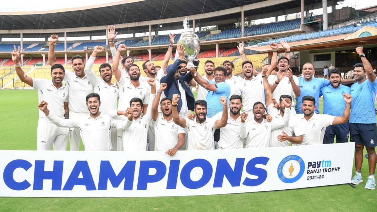 MP's win once again proved that the Ranji Trophy is often won by sides that don't have too many superstars with the ambition or wherewithal to play top-flight cricket. Credit: DH Photo/BH Shivakumar