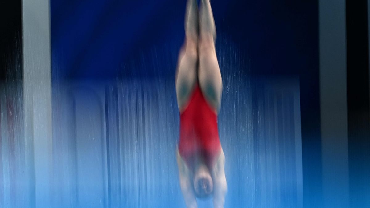 France's diver Jade Gillet competes in the mixed 3m/10m synchronised diving finals at the Duna Arena in Budapest. Credit: AFP Photo
