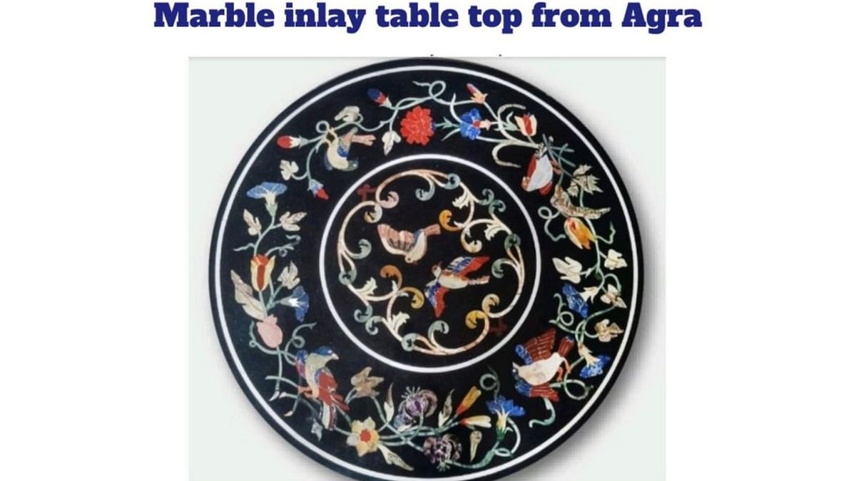 A marble inlay table top from Agra was gifted to Mario Draghi, Prime Minister of Italy. Credit: Ministry of Culture