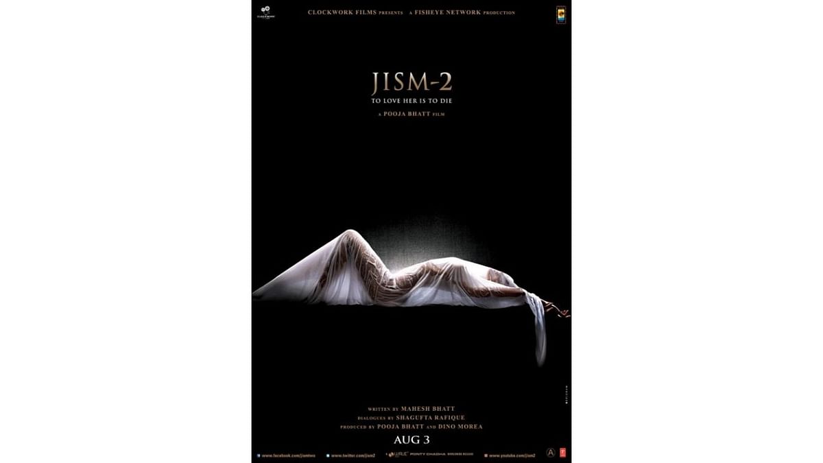 Jism 2 | A sensual poster Sunny Leone’s Bollywood debut film became the talk of the town ever since it was released. The sexy poster showed a woman's curvy, bare back covered in a wet white sheet. Several political parties and social activists demanded a ban on the poster in public places as they found it unsuitable. Credit: Special Arrangement