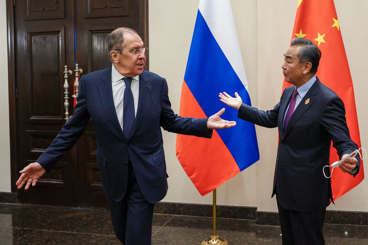 Russian Foreign Minister Sergei Lavrov meets with his Chinese counterpart Wang Yi in Denpasar. Credit: AFP/Russian Foreign Ministry