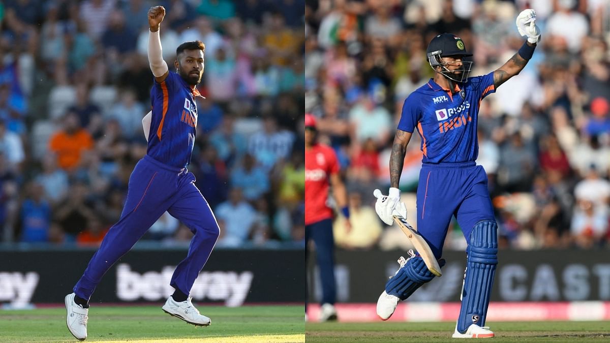 Hardik Pandya blasted his maiden Twenty20 international half-century and took four wickets as India comfortably beat England by 50 runs in Southampton in the opening game of the three-match series. Credit: AFP Photo