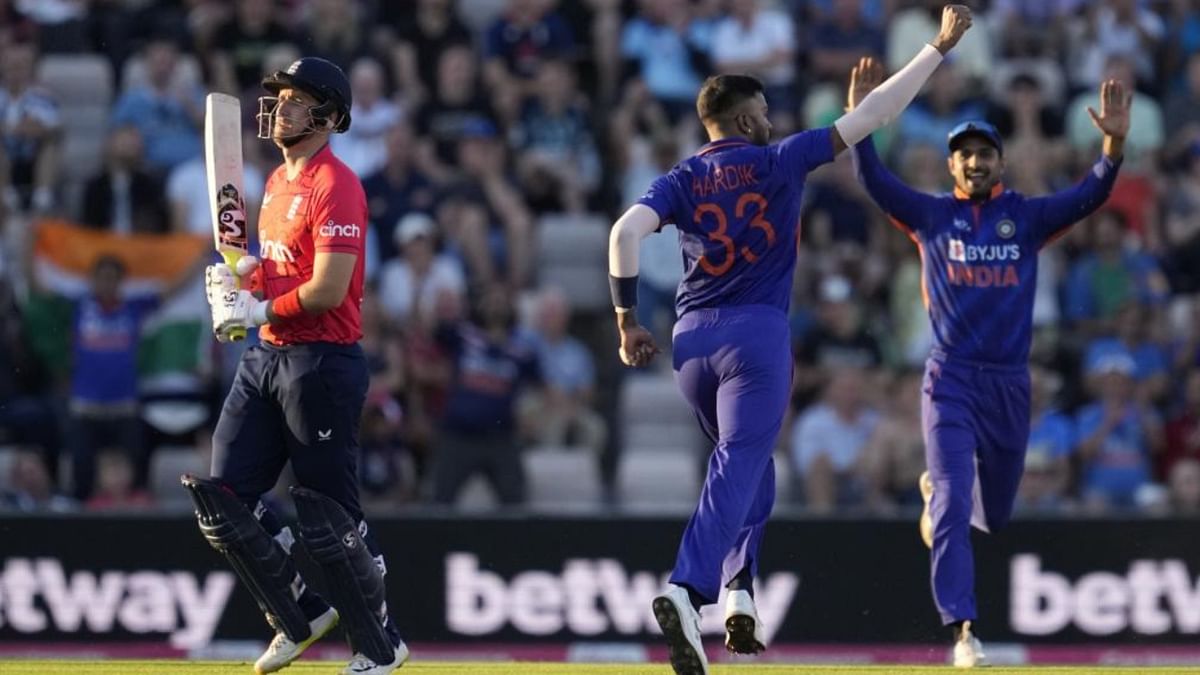 Pandya tormented England with the ball as well, taking 4-33 from his four overs as the hosts could only manage 148 in their limp run-chase. Credit: AP Photo