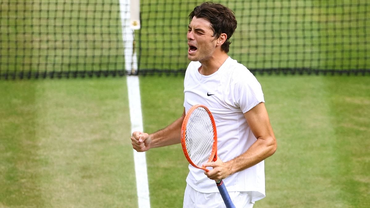 Taylor Fritz of the US celebrates his fourth-round win against Australia's Jason Kubler. Credit: Reuters Photo