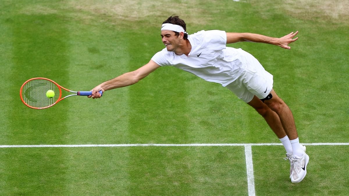 Taylor Fritz in action during his fourth round match against Jason Kubler. Credit: Reuters Photo