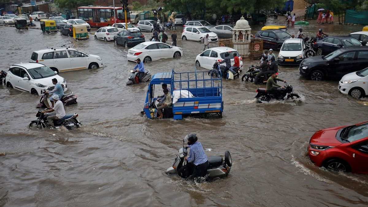 Several parts of districts in south and central Gujarat, including Ahmedabad, received very heavy rainfall over the last 24 hours, resulting in a flood-like situation in various low-lying areas. Credit: Reuters Photo