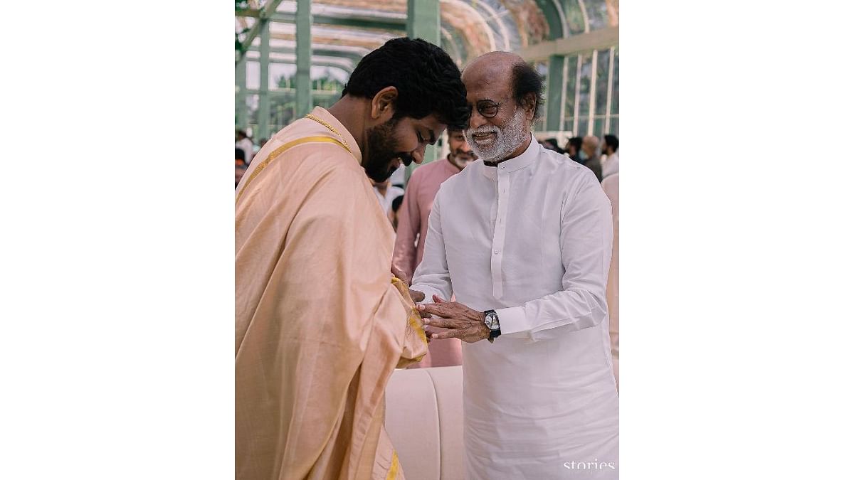 Vignesh Shivan seeks blessings from superstar Rajinikanth. Credit: Instagram/wikkiofficial