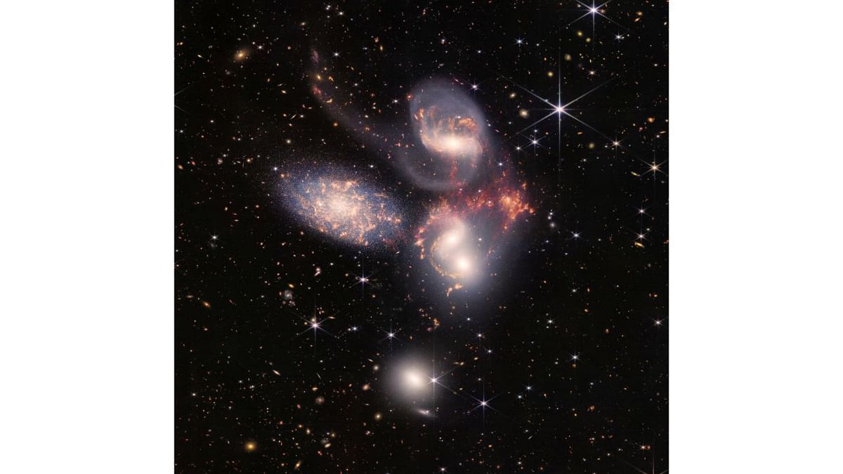 Another image shows Stephan's Quintet, a visual grouping of five galaxies. Credit: NASA, ESA, CSA, STScI, Webb ERO Production Team/Handout via Reuters