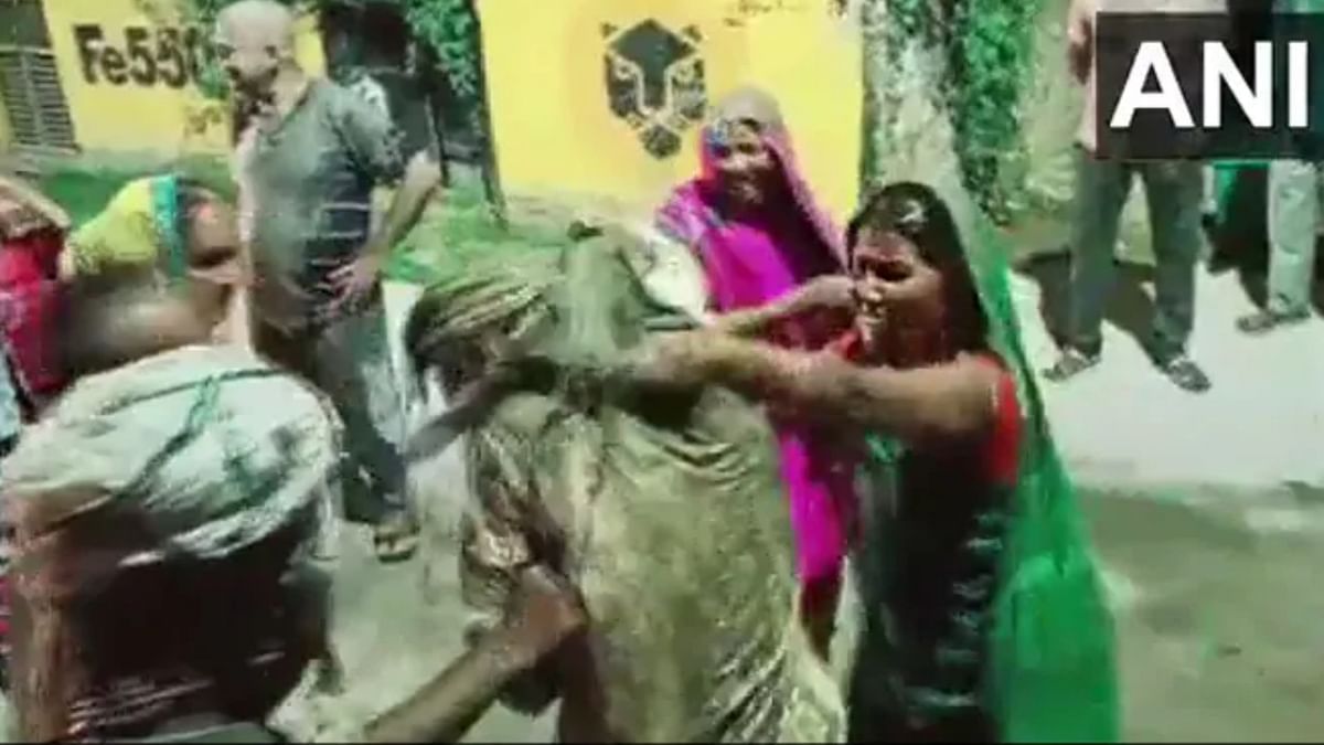 Mud-bath: People in the Uttar Pradesh region believe that throwing or bathing a person in mud would please Indra, the god of rain. In some parts, they even bury their children up to the neck to appease deities hoping that the ritual would bring early rains. Credit: Screengrab from Video shared by ANINews UP