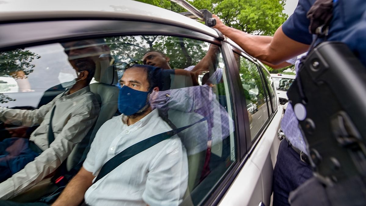 Gandhi was accompanied by her children Rahul and Priyanka Gandhi to the ED office. Credit: PTI Photo