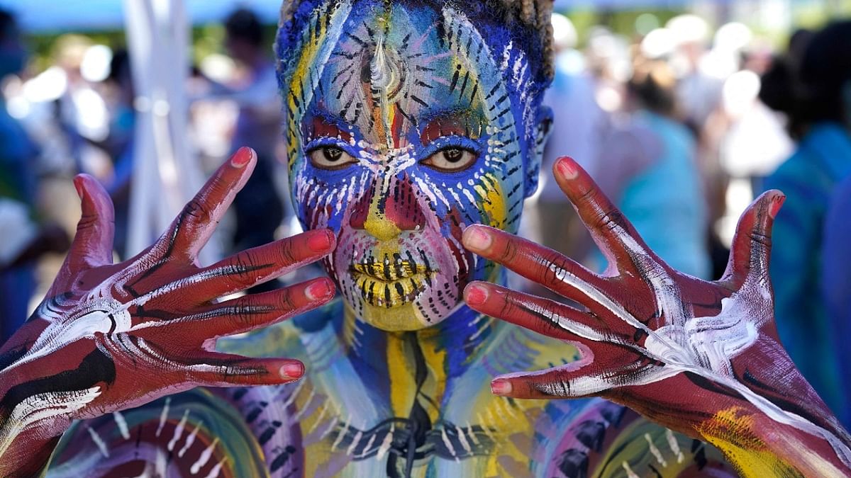 People participate in the the 9th annual NYC Bodypainting Day at Union Square in New York. Credit: AFP Photo