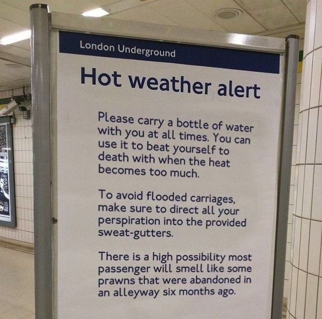 A notice issued by the UK Police for the commuters to safeguard themselves from the heat wave. Credit: Twitter/Fibutton