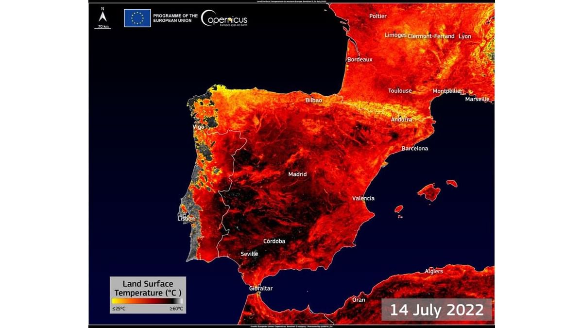 More than 59°C was measured on the soil surface in Spain 🇪🇸 and 48°C in the south of France. Credit: Twitter/Melanie_Vogel_
