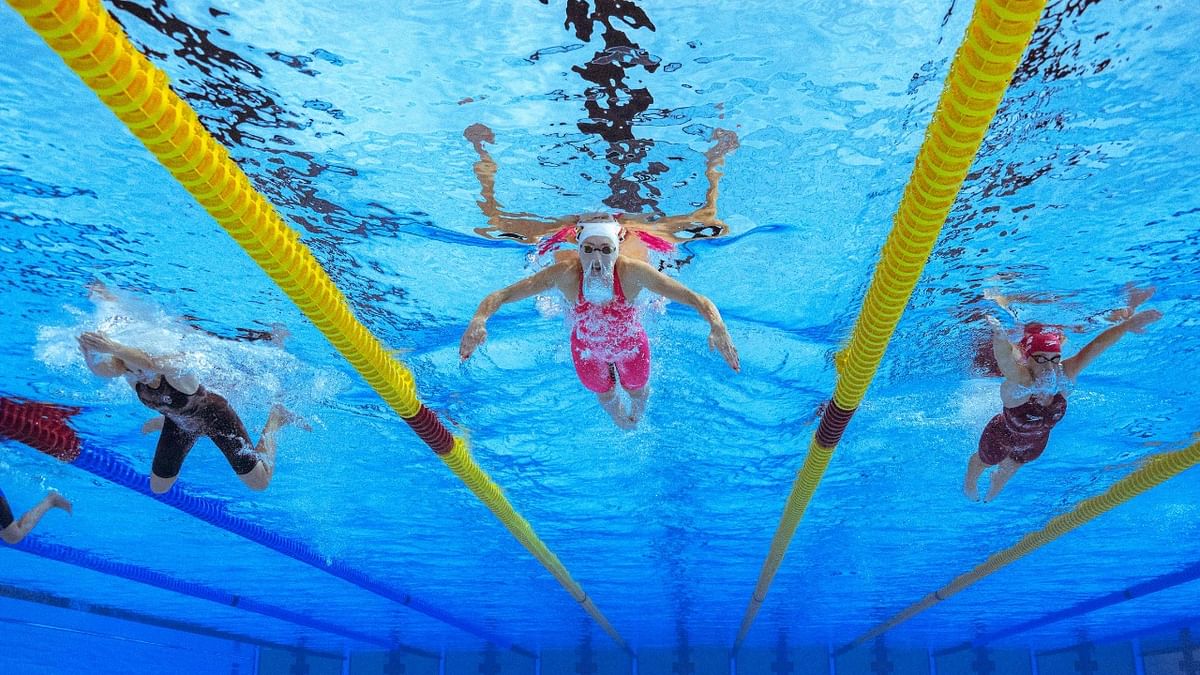 England's Abbie Wood (3L), South Africa's Tatjana Schoenmaker (C) and Australia's Jenna Strauch compete in the women's 200m breaststroke heats swimming event at the Sandwell Aquatics Centre, in Commonwealth Games in Birmingham, central England. Credit: AFP Photo