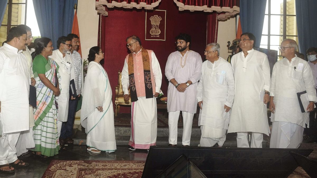 West Bengal Chief Minister Mamata Banerjee carried out a major reshuffle of her cabinet with nine people including Babul Supriyo, were sworn in. Credit: PTI Photo