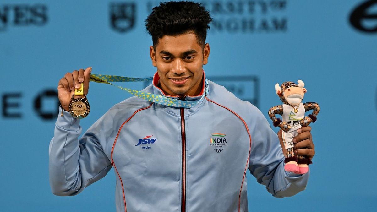 Weightlifter Achinta Sheuli (73 kg) lived up to his top billing as he clinched India's third gold in the Commonwealth Games in Birmingham. Credit: PTI Photo
