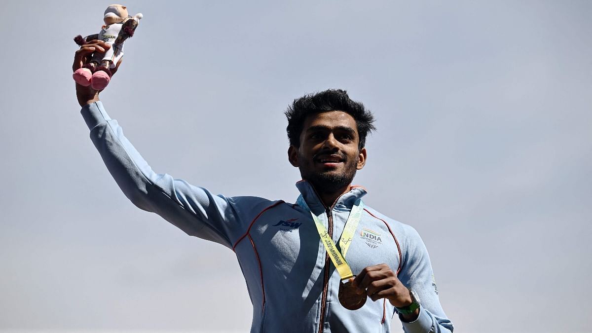 Eldhose Paul won a historic triple jump gold in a 1-2 finish for India as the country bagged four medals on a Super Sunday on the concluding day of athletics competitions at the Commonwealth Games. Credit: AFP Photo