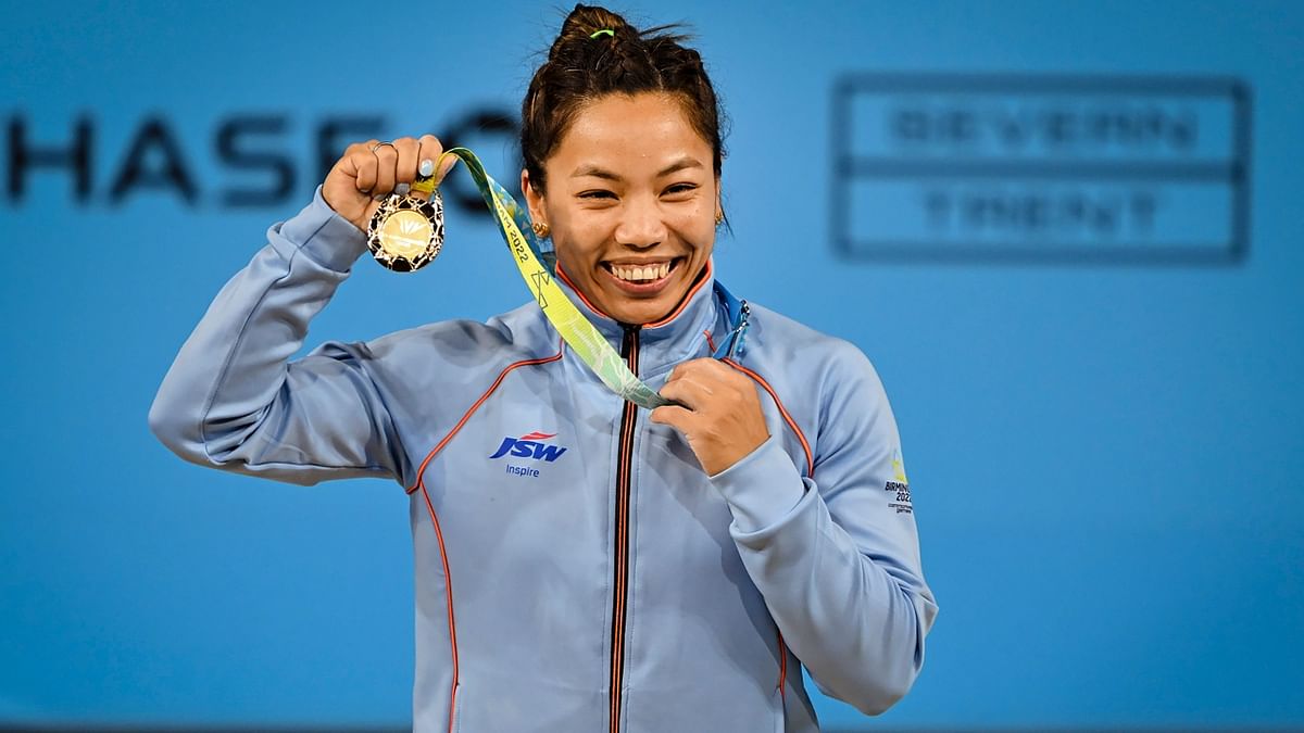 Mirabai Chanu aced the 49 kg field as expected to defend her Commonwealth Games title and give India the first gold medal at the Birmingham Commonwealth Games. Credit: PTI Photo