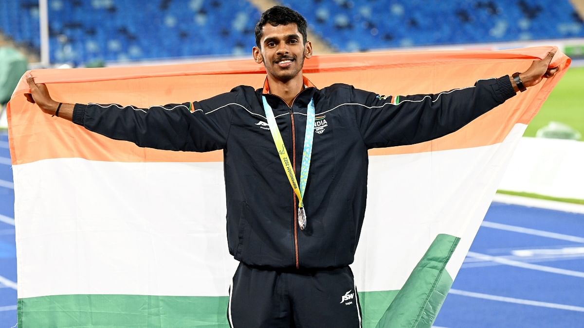 Murali Sreeshankar clinched a silver in the men's long jump event to give India a second medal in athletics at the Commonwealth Games in Birmingham. Credit: PTI Photo