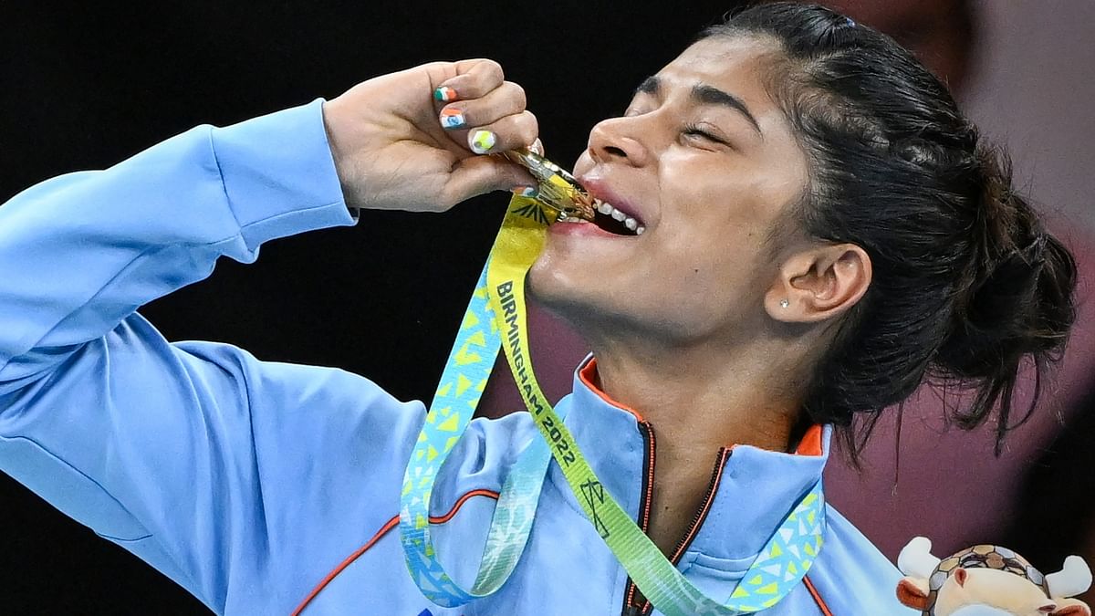 World champion boxer Nikhat Zareen won the gold medal in the light flyweight event (50kg) at the Commonwealth Games in Birmingham. Credit: PTI Photo
