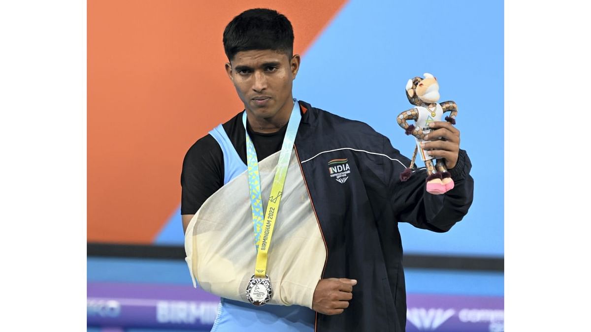 Indian weightlifter Sanket Sargar opened the country's medal count at the 2022 Commonwealth Games by claiming a silver in the men's 55 kg category. Credit: PTI Photo