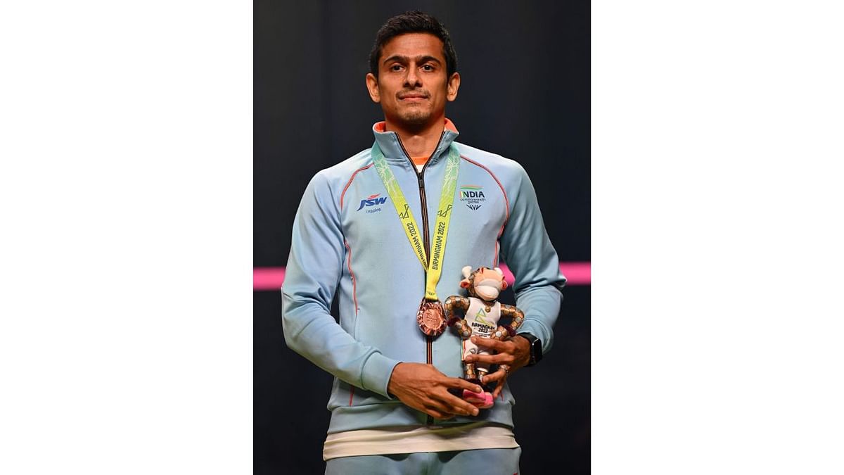 Breaking a long-standing jinx, Saurav Ghosal claimed India's first ever singles medal in squash -- a bronze -- at the Commonwealth Games 2022. Credit: AFP Photo